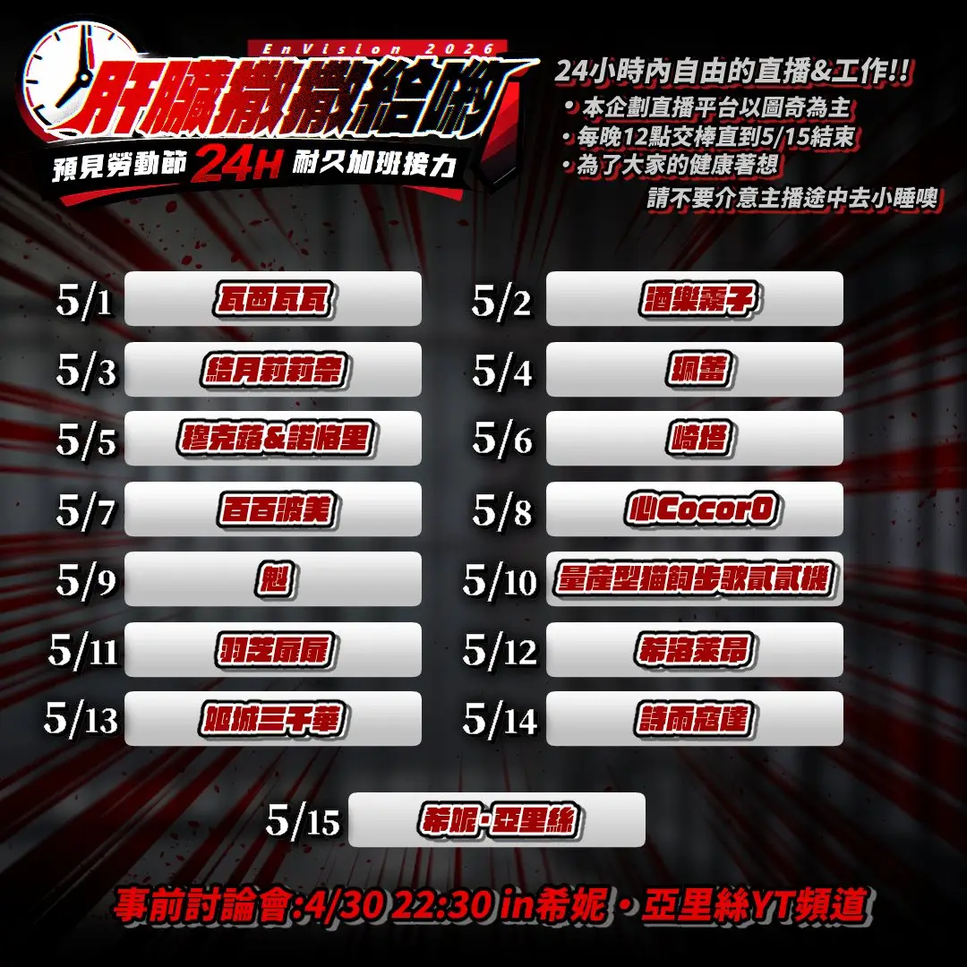 預見娛樂勞動節特別企劃，24小時耐久接力展現藝人堅韌靈魂